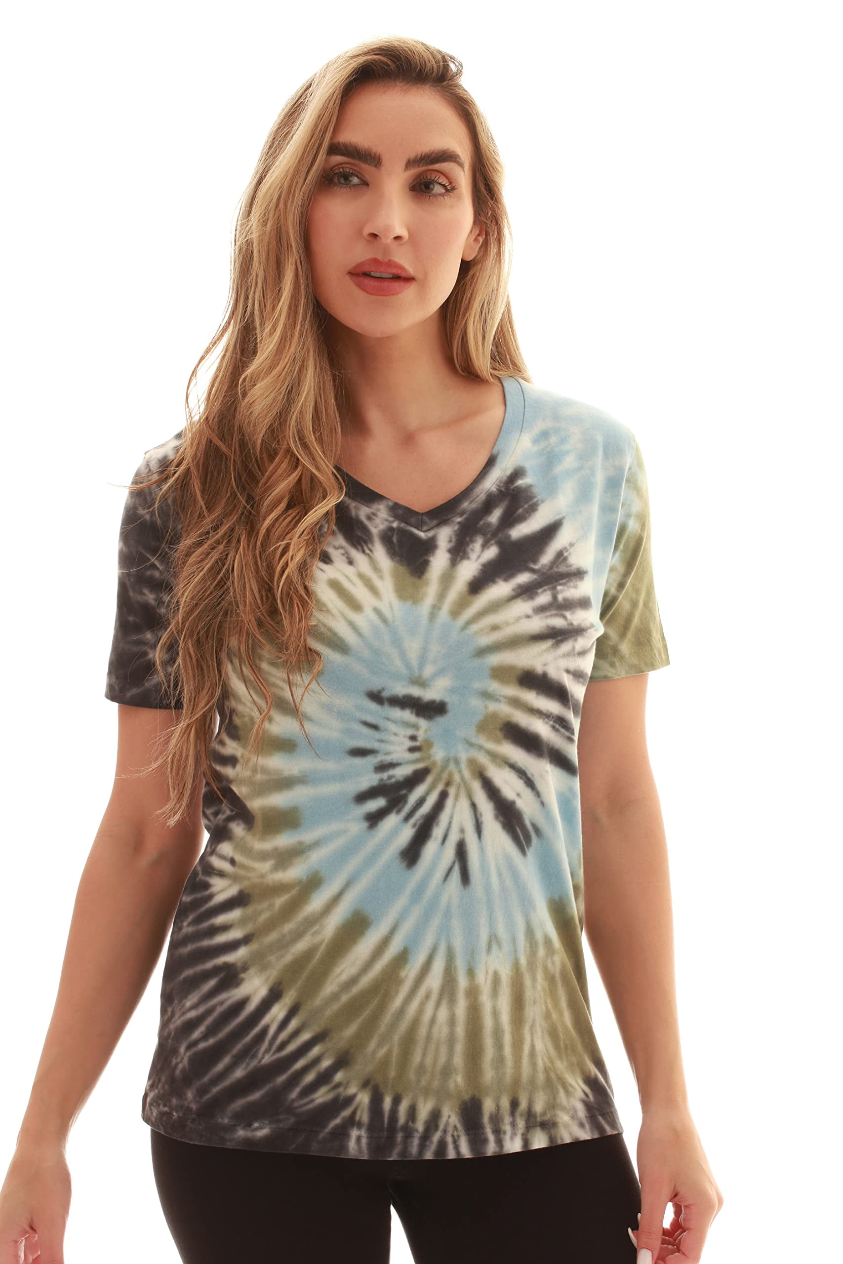 Long-Sleeve V-Neck Tie Dye T-Shirt main image 0