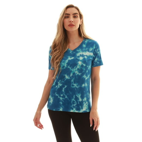 Just Love Tie Dye V-neck T-Shirt (Tie Dye Blue, Medium)