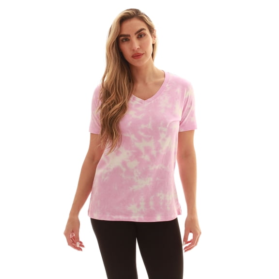 Just Love Tie Dye V-neck T-Shirt (Tie Dye Light Pink, Medium)