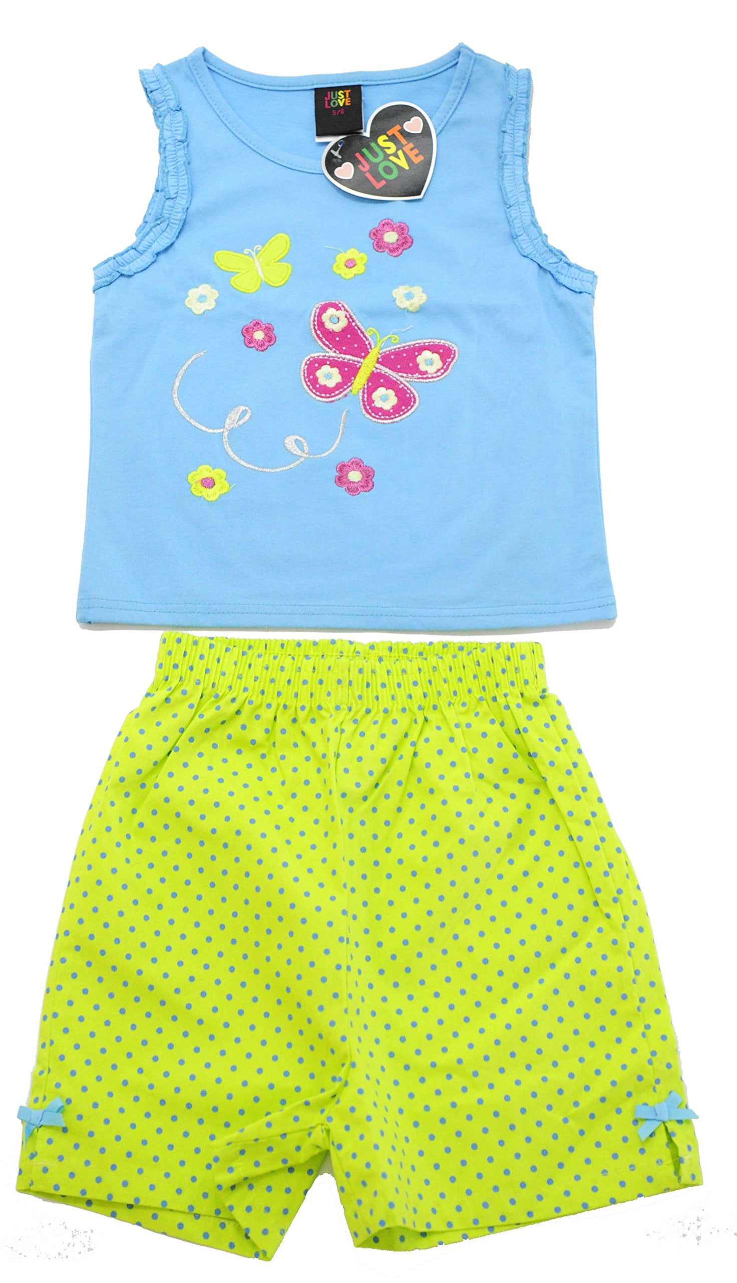 2 Piece Girls Flower Top & Shorts