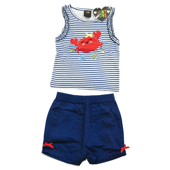 Just Love Two Piece Girls Shorts Set (Striped Crab, 2T)