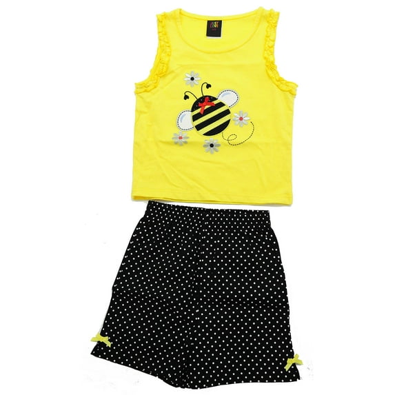 Just Love Two Piece Girls Shorts Set (Yellow Bug, 12 Months)