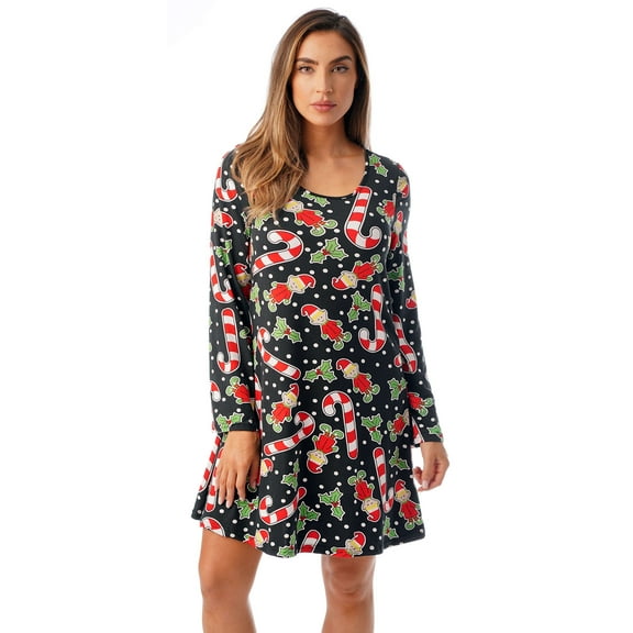 Just Love Ugly Christmas Dress Fun Xmas Party Outfit 401582-103 (Black - Candycane Elf, Small)