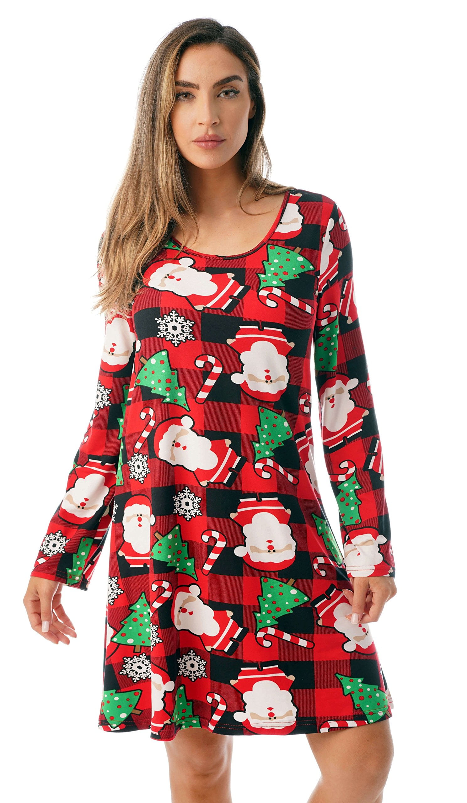 Just Love Ugly Christmas Dress Fun Xmas Party Outfit 401582 103 Buffalo Plaid Christmas Small Walmart