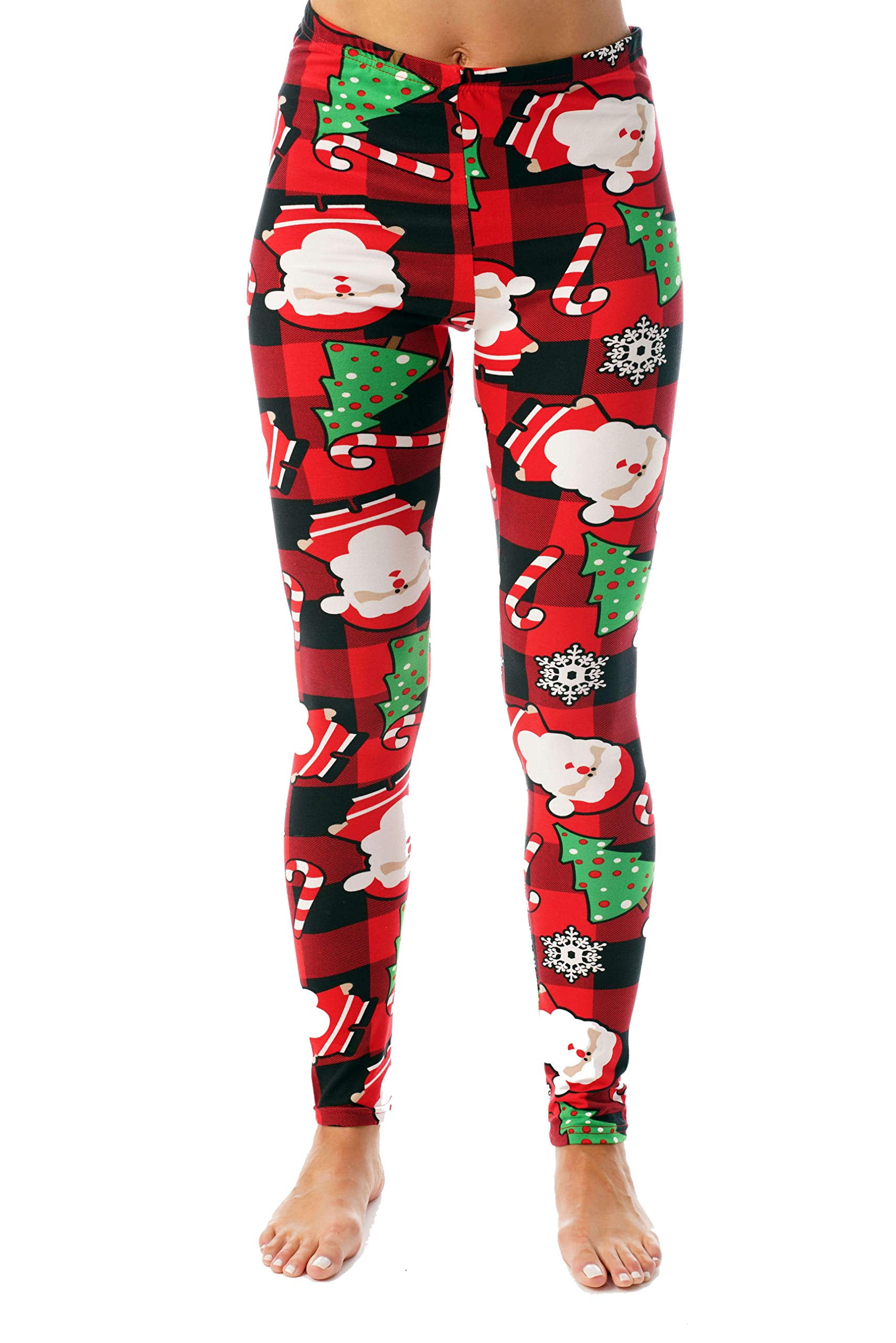 Just Love Ugly Christmas Holiday Leggings (Buffalo Plaid, 2X