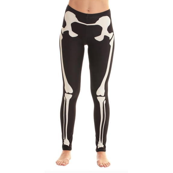 Just Love Ugly Christmas Holiday Leggings (Black - Skeleton, 1X)
