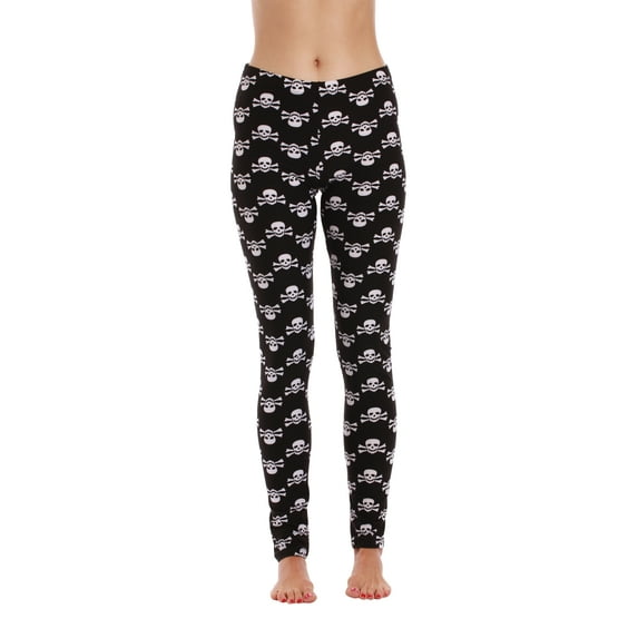 Just Love Ugly Christmas Holiday Leggings (Black - Skull, 1X)