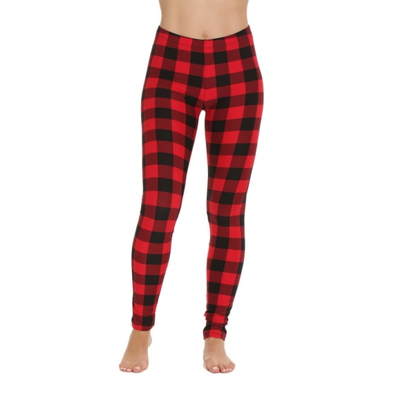 Just Love Ugly Christmas Holiday Leggings (Buffalo Plaid, 2X)