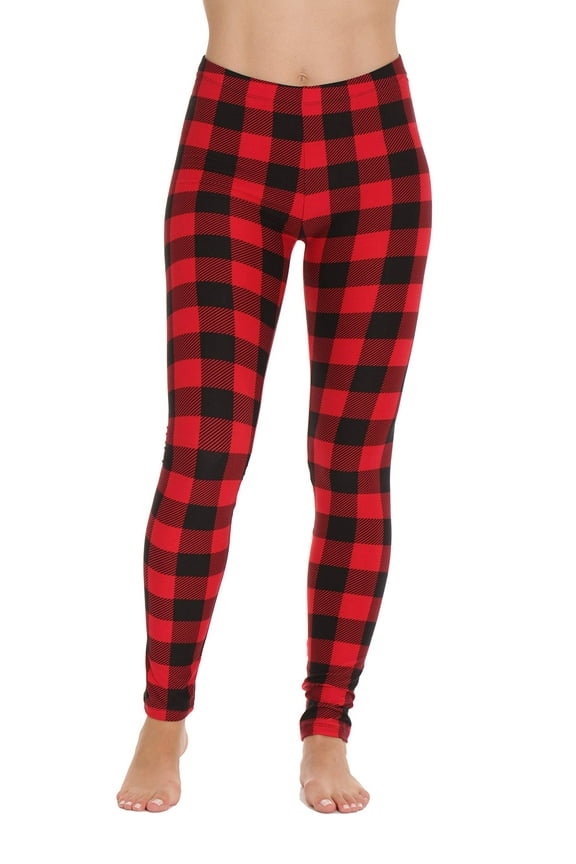 Ugly Christmas Holiday Leggings (Buffalo Plaid, Large)