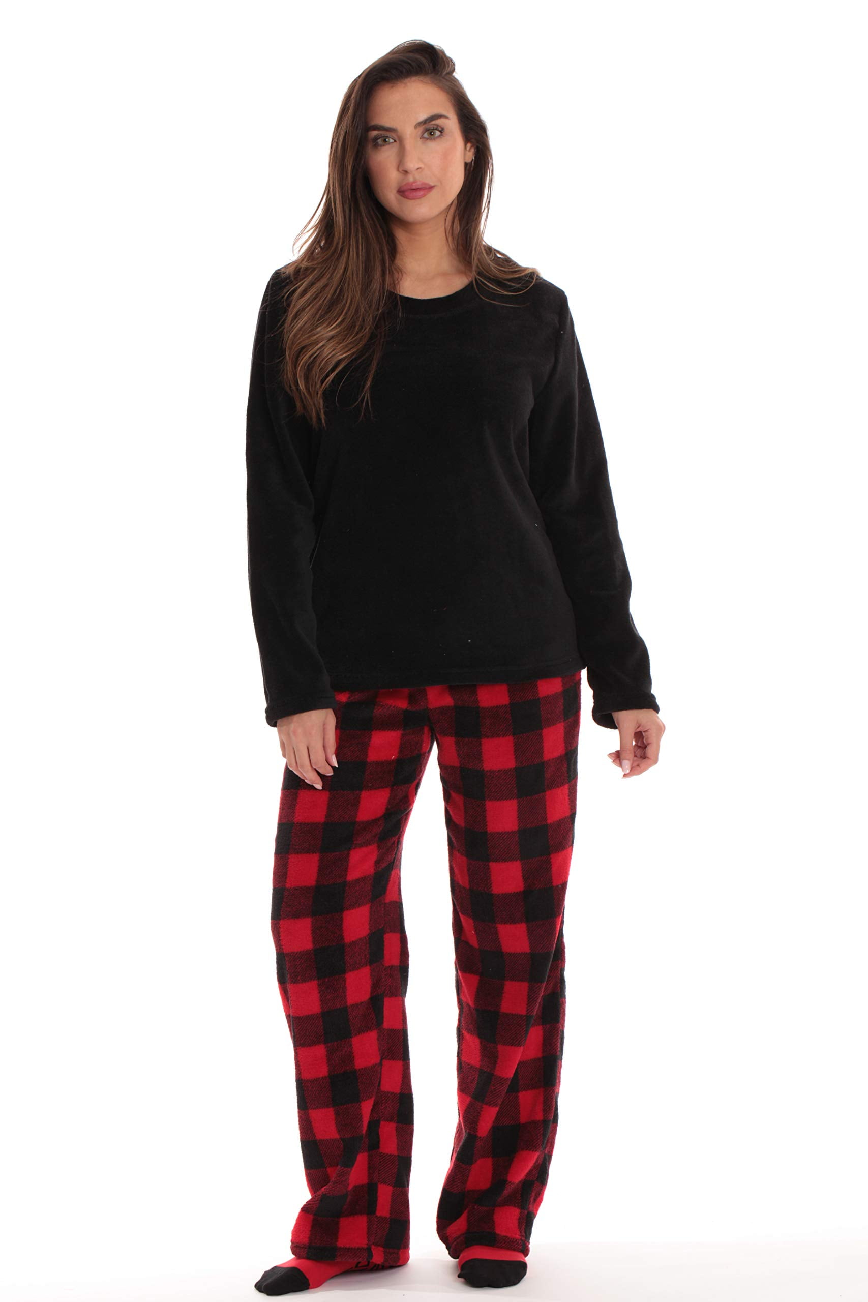 Ultra-Soft Women's Pajama Set With Matching Socks - Buffalo Plaid, 2X - View #3