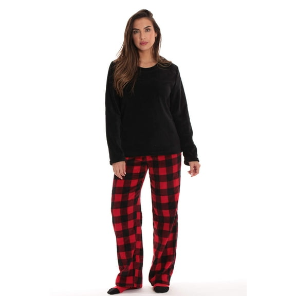 Just Love Ultra-Soft Womens Pajama Pant Set with Nightgown & Matching Socks  Luxurious Sleepwear (Buffalo Plaid Red Black, 2X)