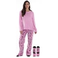 thumbnail image 1 of Just Love Ultra-Soft Women’s Pajama Pant Set - Nightgown with Matching Socks (Pink - Cocktail, 3X), 1 of 5
