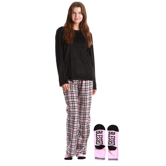 Just Love Ultra-Soft Women’s Pajama Pant Set - Nightgown with Matching Socks (Playful Plaid, 3X)