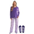 thumbnail image 1 of Just Love Ultra-Soft Womens Pajama Pant Set with Nightgown & Matching Socks  Luxurious Sleepwear (Purple Plaid, 3X), 1 of 3