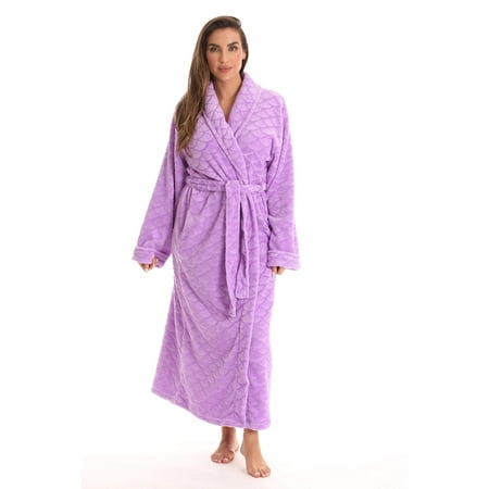 Just Love Velour Robe Bath Robes for Women Maxi Length (Lilac, Medium)