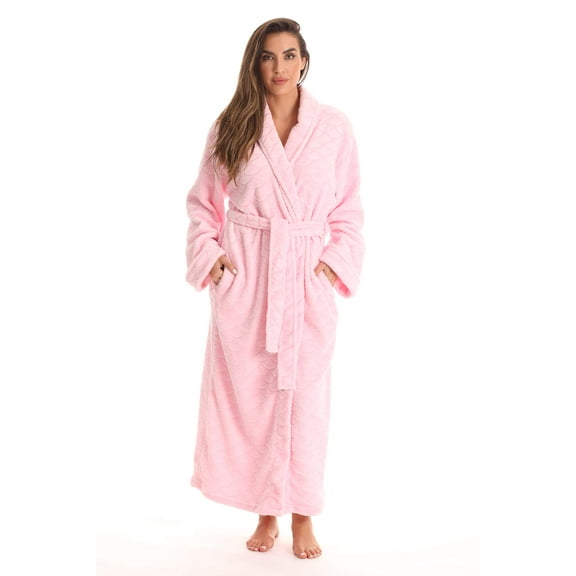 Just Love Velour Robe Bath Robes for Women Maxi Length (Pink, Medium)