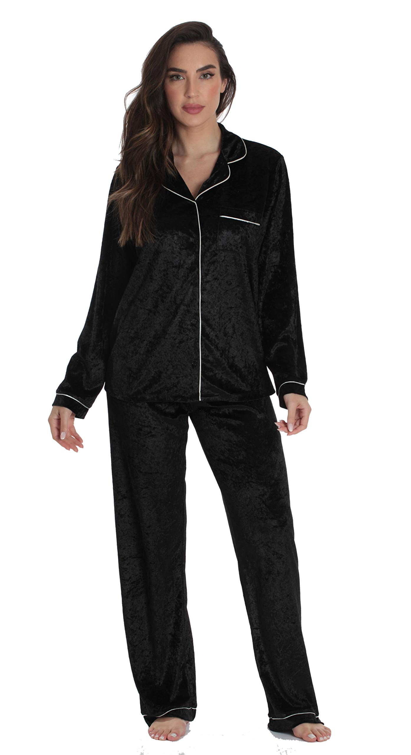 Just Love Velour Pajama Pants Set for Women 6832 BLK XL Black Medium Walmart