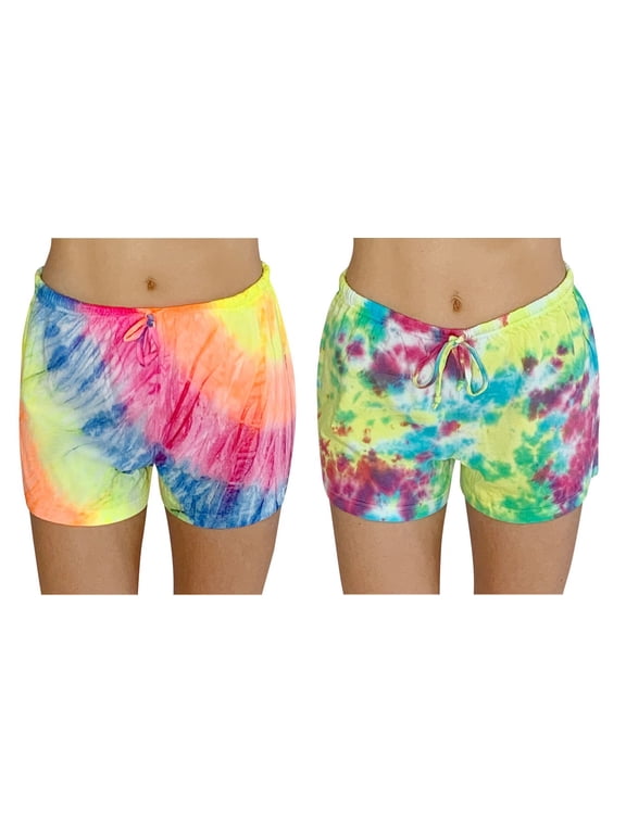 Womans Pajamas Shorts PJs Sleepwear (Pack of 2) 6861-I-XL (Tie Dye Group 4, Large)