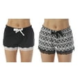 thumbnail image 1 of Just Love Women’s Pajama Shorts – Soft Cotton Lounge Sleep Shorts with Drawstring Waist (Black - Ikat Chevron (Pack of 2), X-Large), 1 of 3