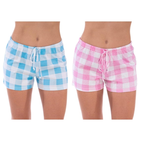 Just Love Women’s Pajama Shorts – Soft Cotton Lounge Sleep Shorts with Drawstring Waist (Buffalo Plaid - Pack 3, 1X)