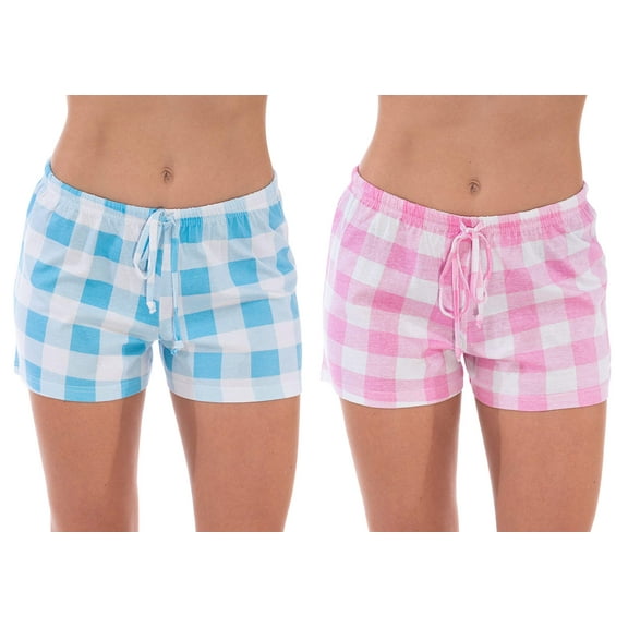Just Love Women’s Pajama Shorts – Soft Cotton Lounge Sleep Shorts with Drawstring Waist (Buffalo Plaid - Pack 3, X-Large)