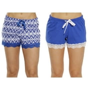 Just Love Women’s Pajama Shorts – Soft Cotton Lounge Sleep Shorts with Drawstring Waist (Navy - Ikat Chevron (Pack of 2), 3X)