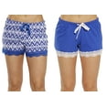 thumbnail image 1 of Just Love Women’s Pajama Shorts – Soft Cotton Lounge Sleep Shorts with Drawstring Waist (Navy - Ikat Chevron (Pack of 2), Large), 1 of 3