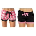 thumbnail image 1 of Just Love Womans Pajamas Shorts - PJs - Sleepwear (Pack of 2) (Pink Plaid - Black Solid (Pack of 2), 2X), 1 of 2