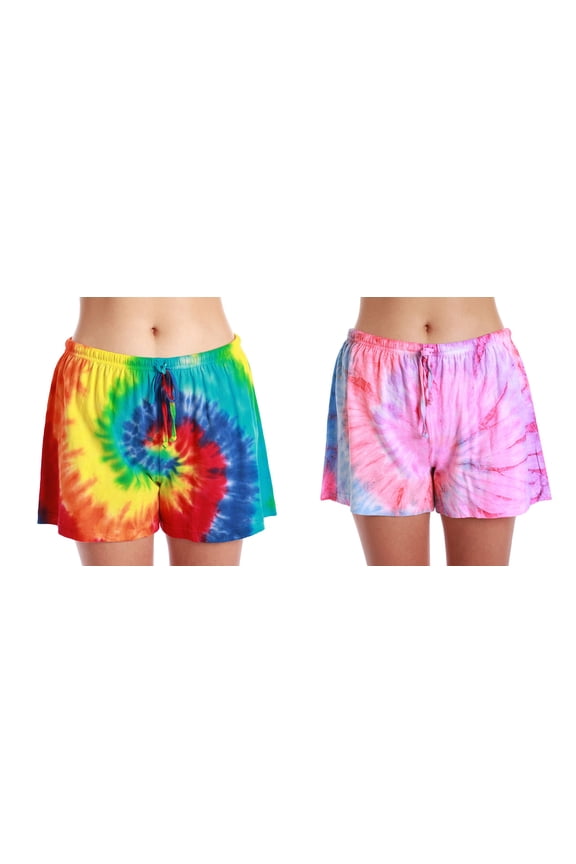 Womans Pajamas Shorts - PJs - Sleepwear (Pack of 2) (Tie Dye Group 8, X-Large)