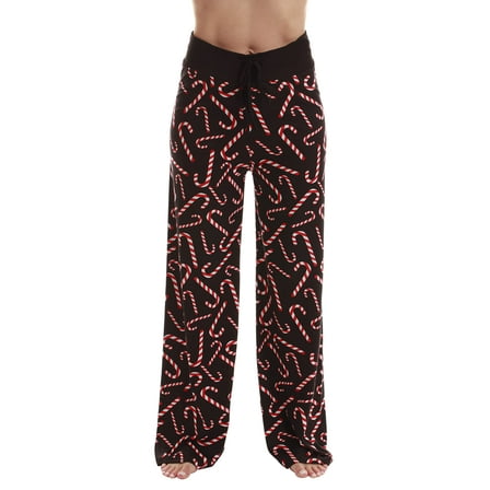 Just Love Women Buffalo Plaid Pajama Pants Sleepwear (Black Candy Cane, X-Small)