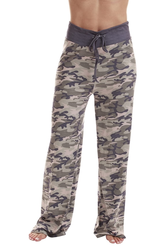 Women Buffalo Plaid Pajama Pants Sleepwear (Camouflage, 2X)