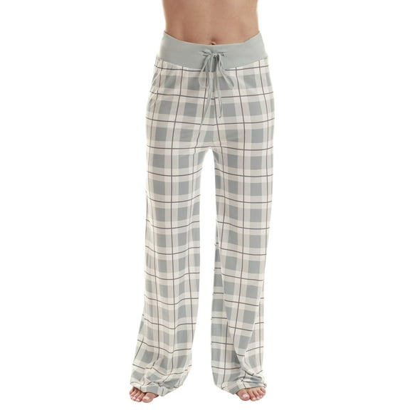 Just Love Women Buffalo Plaid Pajama Pants Sleepwear (Grey Black Plaid, Large)