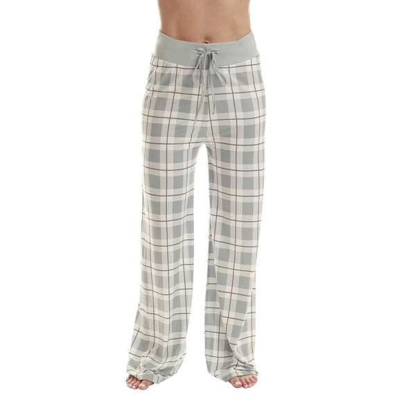 Just Love Women Buffalo Plaid Pajama Pants Sleepwear (Grey Black Plaid, X-Large)