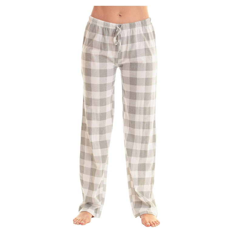 Just Love Women Buffalo Plaid Pajama Pants Sleepwear. (Grey White Buffalo  Plaid, 2X)