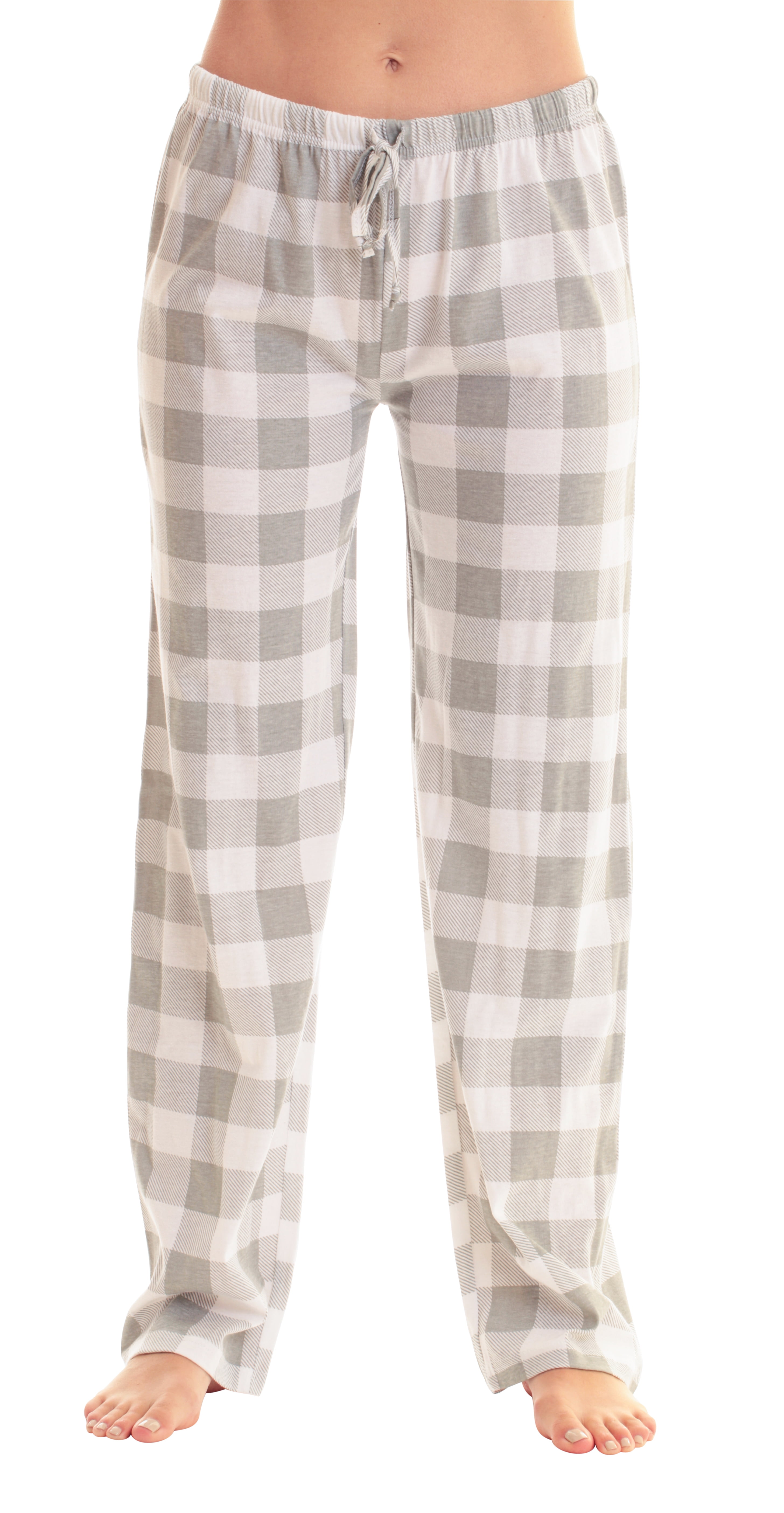 Just Love Women Buffalo Plaid Pajama Pants Sleepwear (Grey White ...