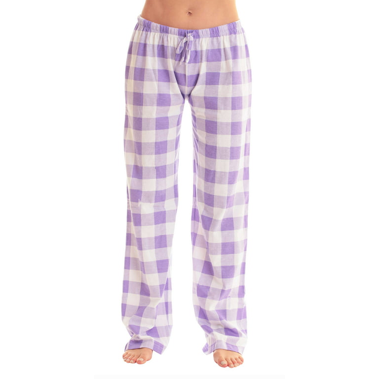 Just Love Women Buffalo Plaid Pajama Pants Sleepwear. (Lilac White Buffalo  Plaid, Small)