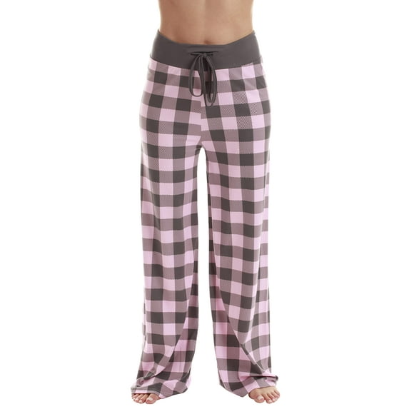 Just Love Women Buffalo Plaid Pajama Pants Sleepwear (Pink Charcoal Buffalo Plaid, 2X)