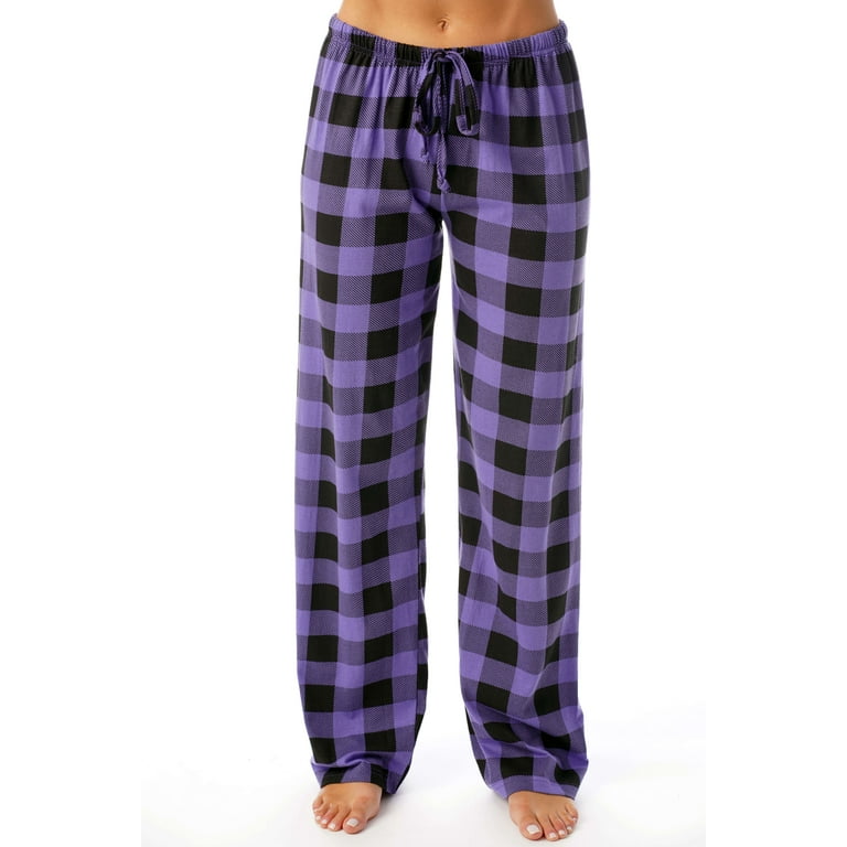 Just Love Women Buffalo Plaid Pajama Pants Sleepwear. (Purple Black Buffalo  Plaid, Small) 