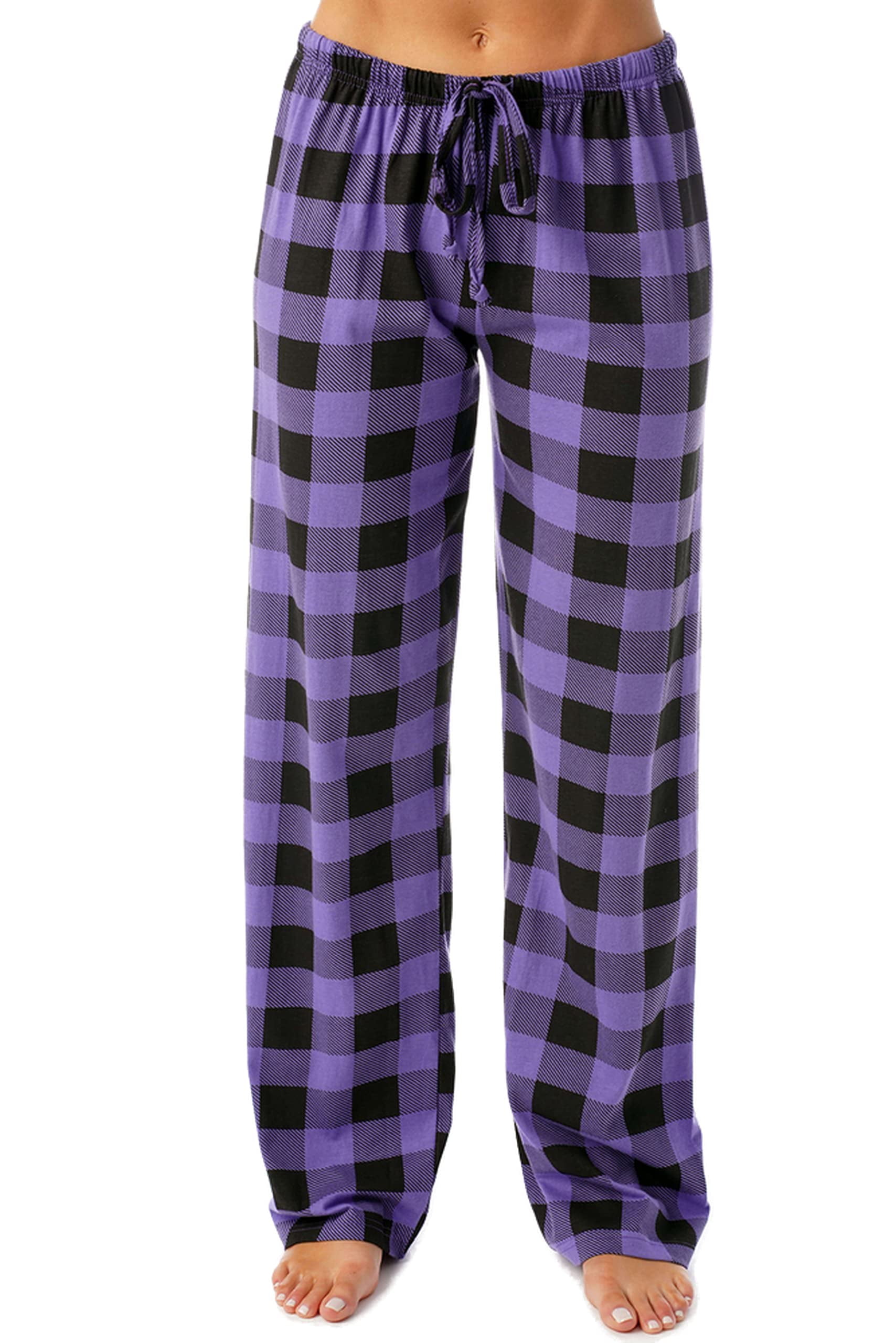 Just Love Women Buffalo Plaid Pajama Pants Sleepwear. (Purple Black Buffalo  Plaid, X-Small)