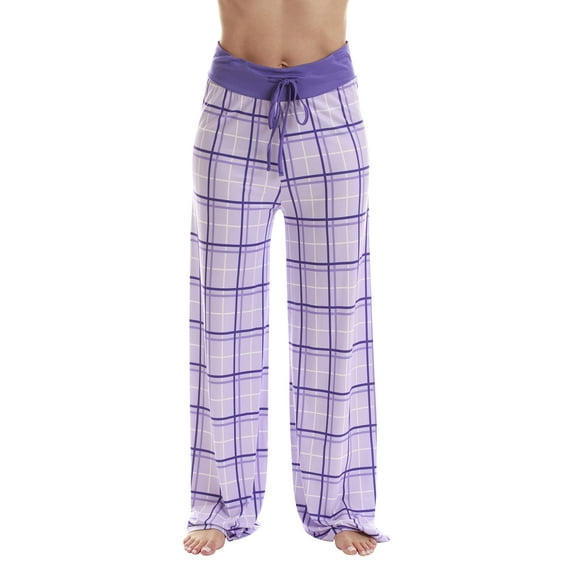 Just Love Women Buffalo Plaid Pajama Pants Sleepwear (Purple Plaid, Large)