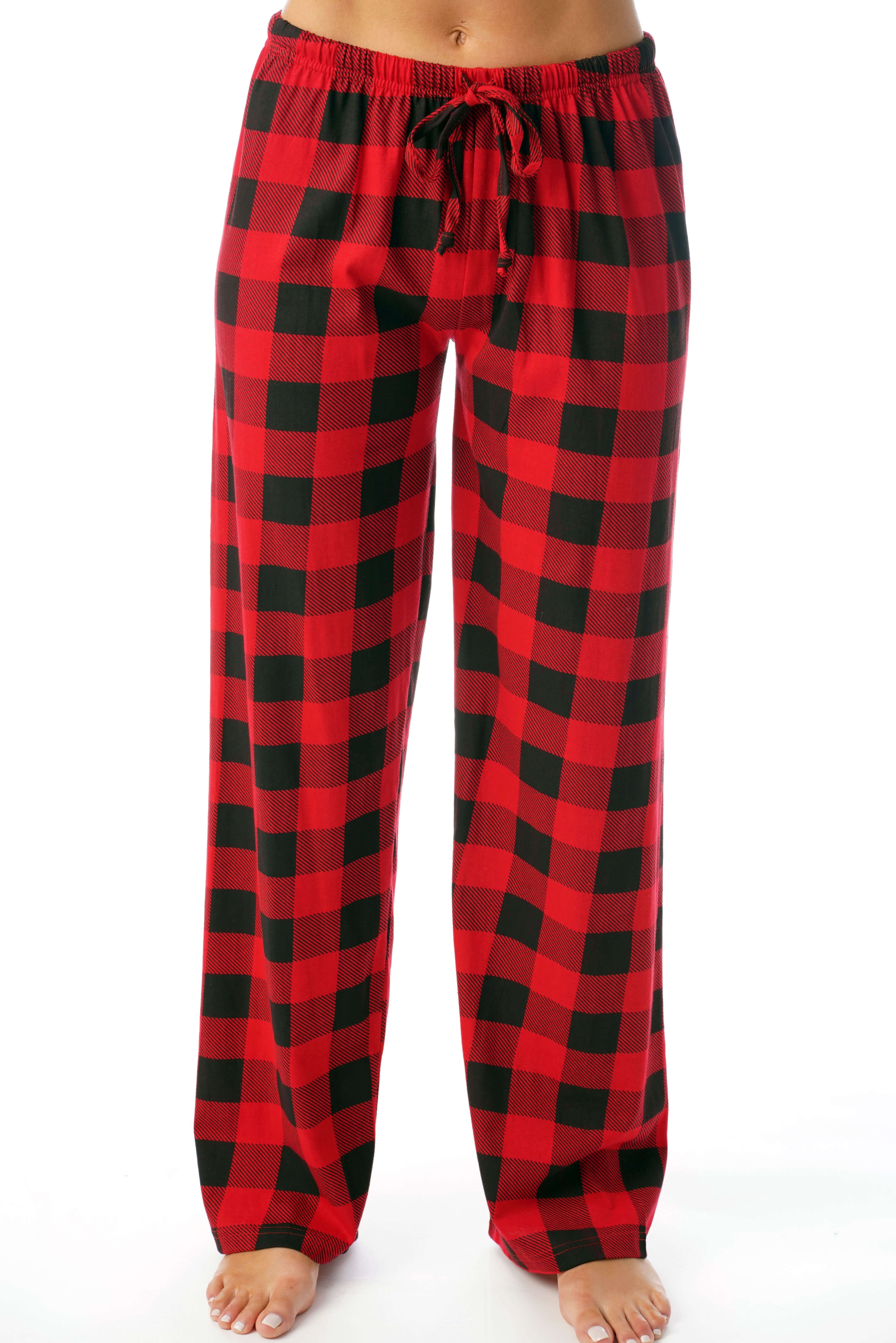 Just Love Women Buffalo Plaid Pajama Pants Sleepwear. (Red Black Buffalo  Plaid, Large)