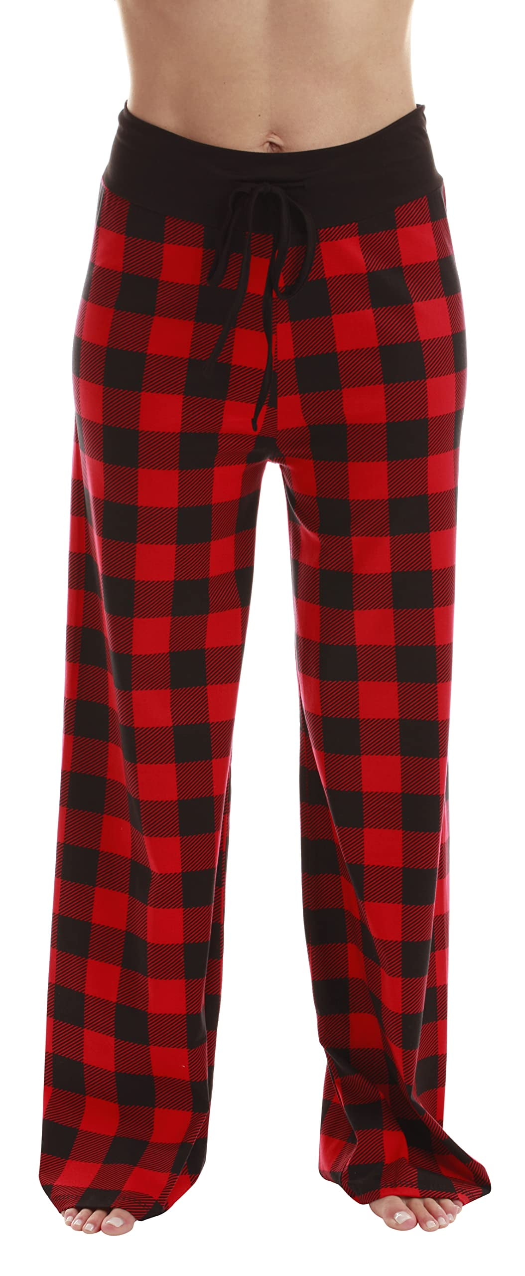 Just Love Women's Buffalo Plaid Pajama Pants, Red Black, Medium, Cotton ...