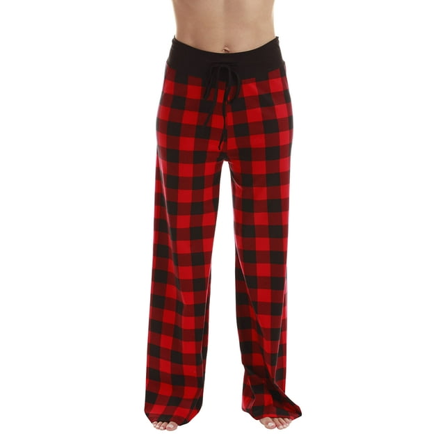 Just Love Women Buffalo Plaid Pajama Pants Sleepwear (Red Black Buffalo ...