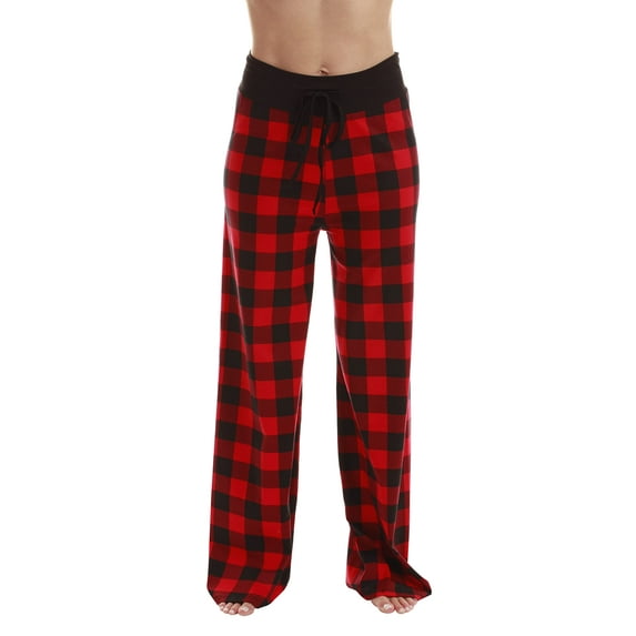 Just Love Women Buffalo Plaid Pajama Pants Sleepwear (Red Black Buffalo Plaid, X-Small)