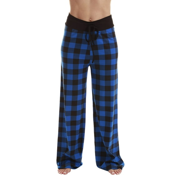 Just Love Women Buffalo Plaid Pajama Pants Sleepwear (Royal Black Buffalo Plaid, 2X)