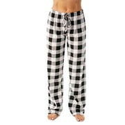 Just Love Women Buffalo Plaid Pajama Pants Sleepwear. (White Black Buffalo Plaid, X-Large)