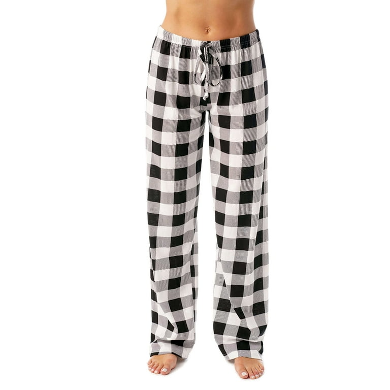 Just Love Women Buffalo Plaid Pajama Pants Sleepwear. (White Black