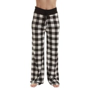 Just Love Women Buffalo Plaid Pajama Pants Sleepwear (White Black Buffalo Plaid, X-Small)