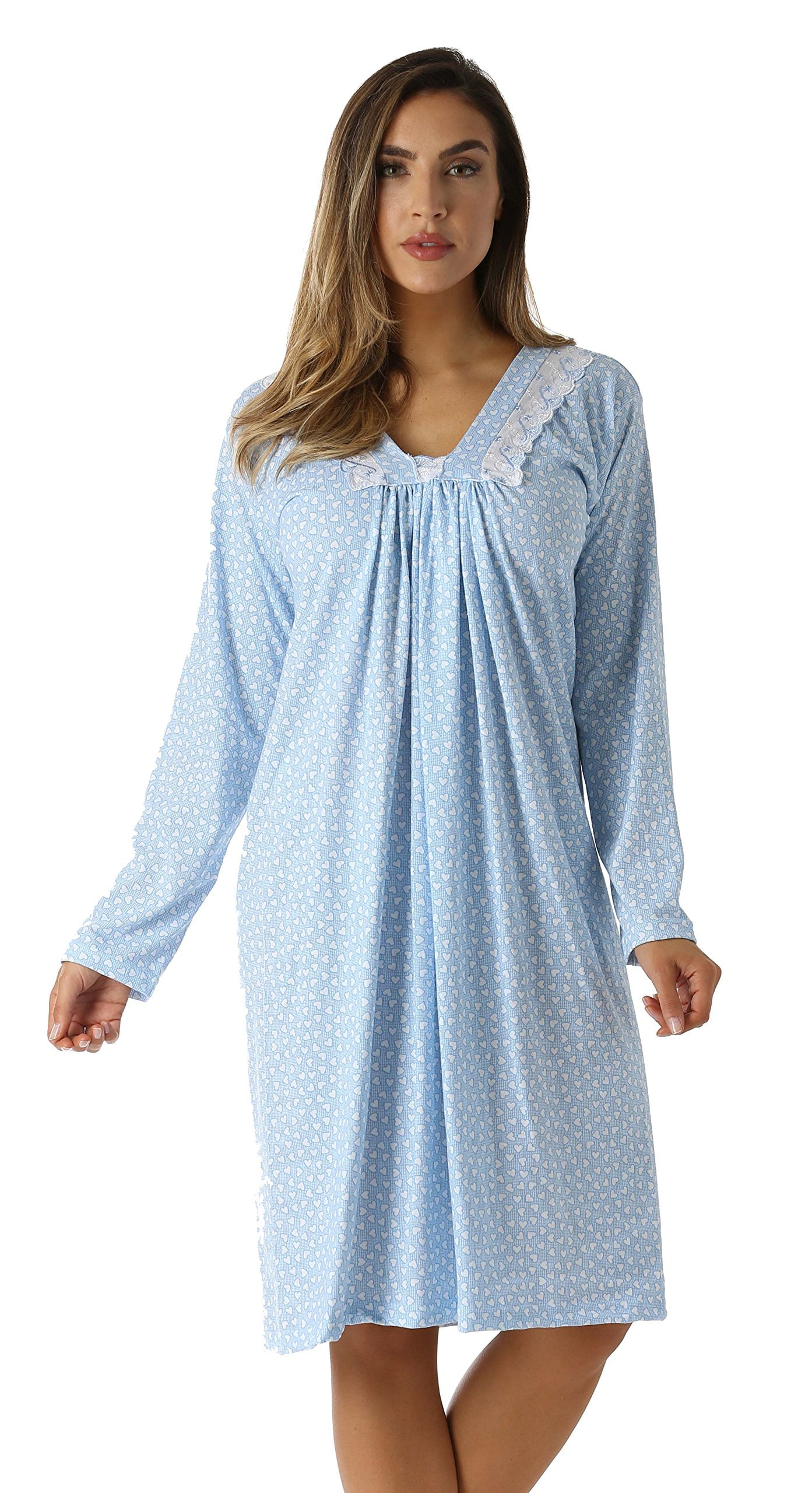 Just Love Women Nightgown - Soft and Comfortable Sleepwear for Lounging and  Sleeping (Blue Mini Hearts, X-large)