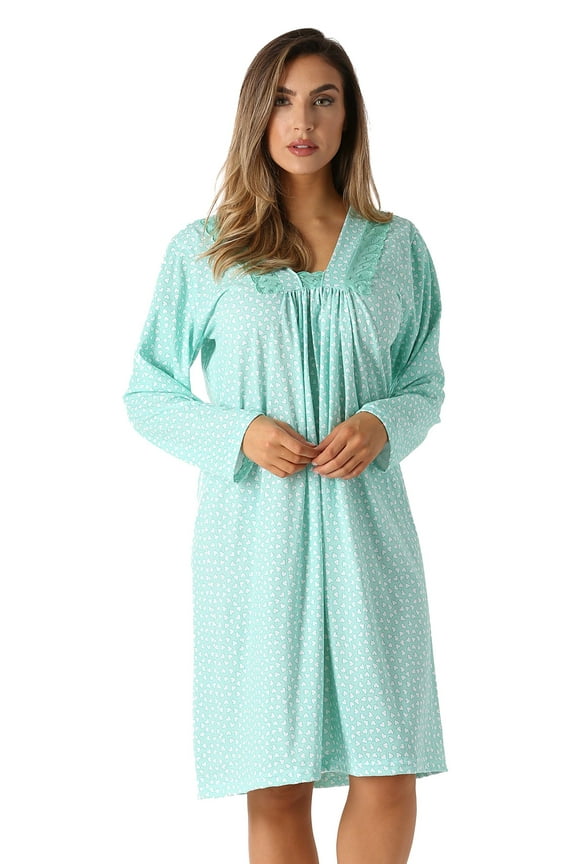 Women Nightgown - Soft and Comfortable Sleepwear for Lounging and Sleeping (Mint Mini Hearts, X-Large)
